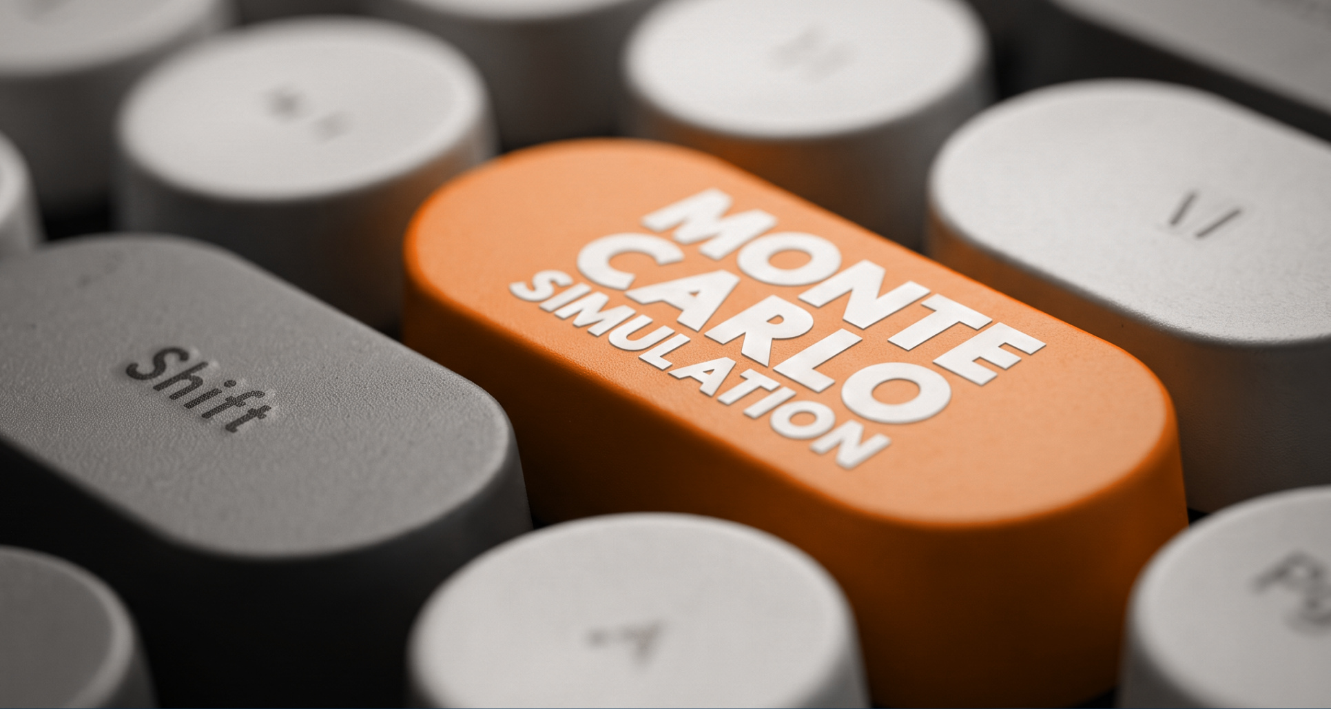 Monte Carlo simulation key on a keyboard.